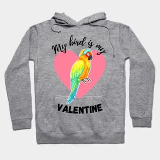 My Bird is My Valentine - Sun Parakeet Watercolor Hoodie